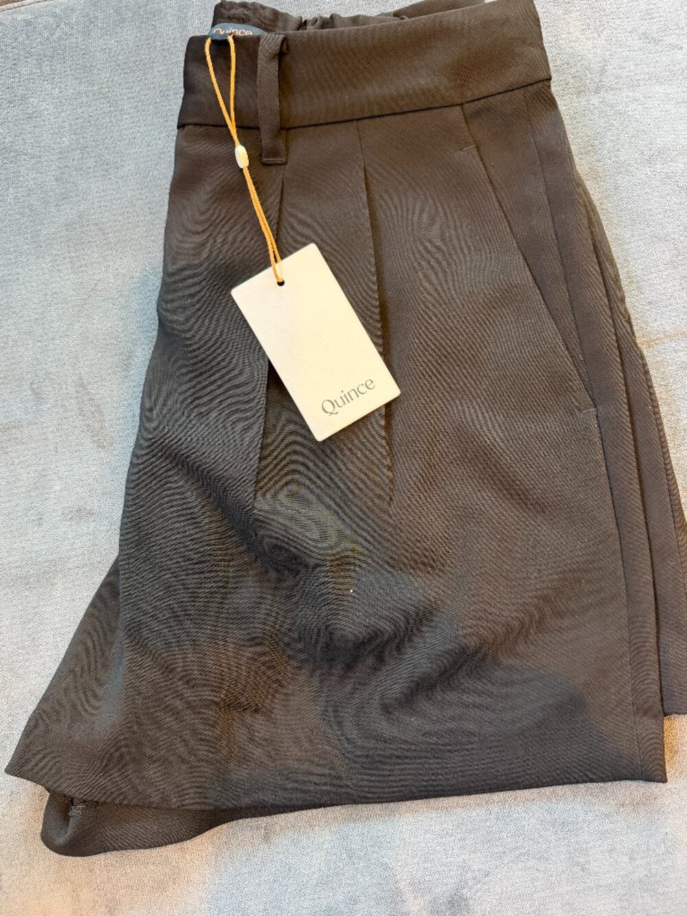 New with tags. Quince Stretch Crepe Pleated Shorts in black.